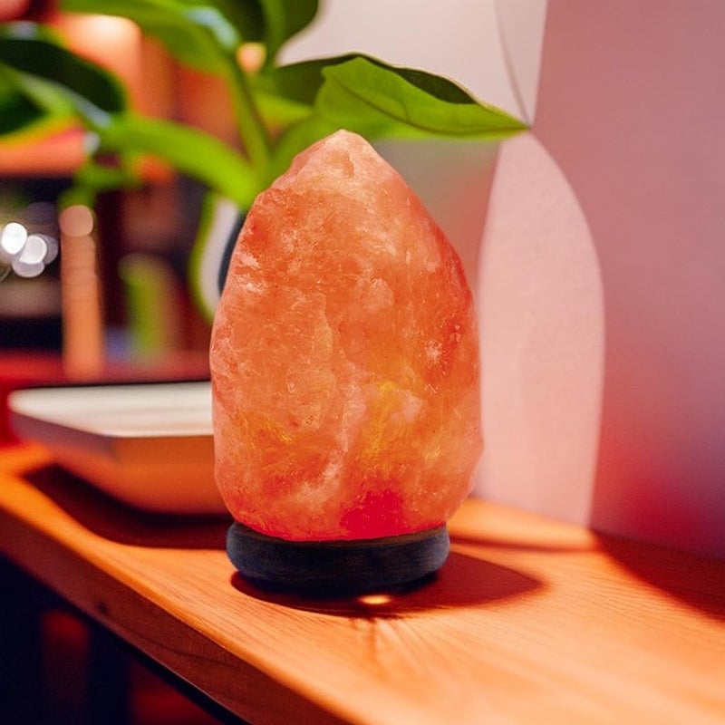 Needs&Gifts Himalayan Salt Lamp with Dimmer Switch - Natural Crystal Rock Night Light for Home Decor - Hand Carved Salt Lamp with Wooden Base - Soothing Amber Glow Night Light & Gifts - Image 4